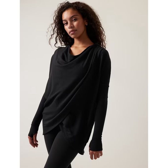 Athleta Purana Wrap Sweatshirt Hoodie Oversized Slouchy, Black - Size S‎ - Picture 1 of 13